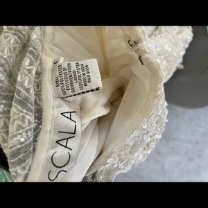 Full length white sequins lace dress with razor back